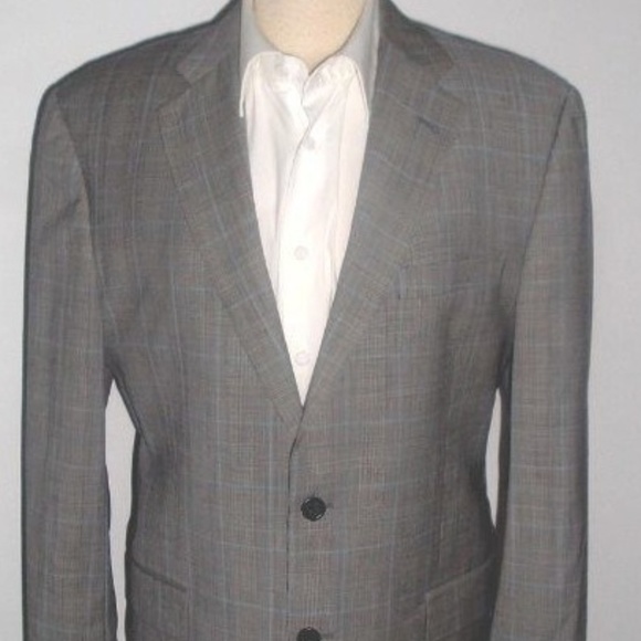 Burberry black blue glen plaid wool blazer jacket 42 vintage